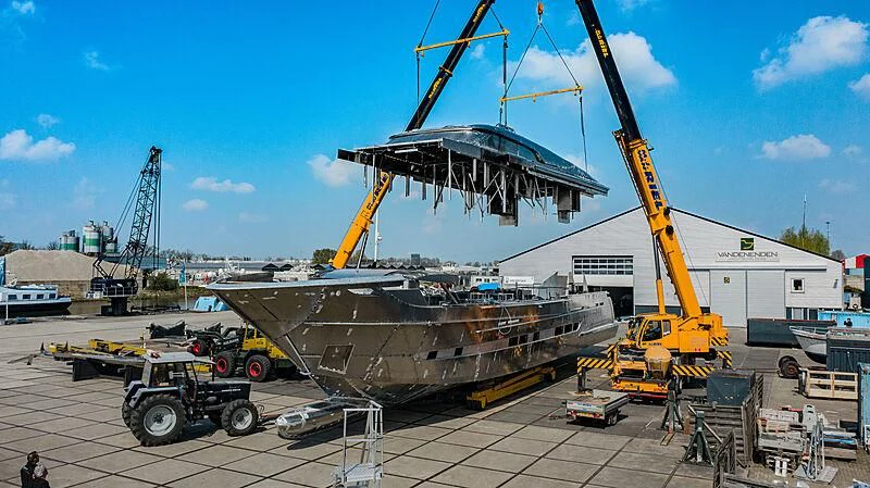 a large machine on a platform aboard BLUE JEANS Yacht for Sale