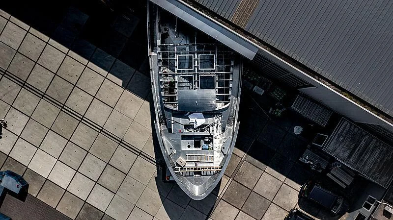 a car parked in a garage aboard BLUE JEANS Yacht for Sale