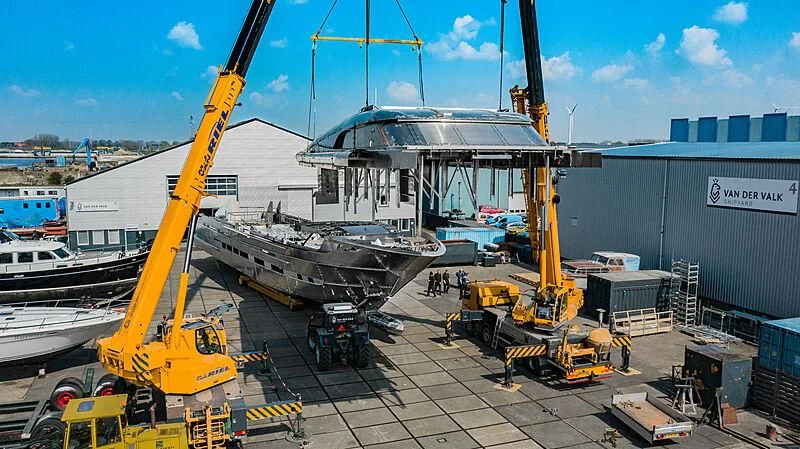a large machine on a platform aboard BLUE JEANS Yacht for Sale