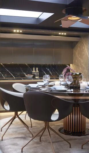 a table with plates and glasses aboard BLUE JEANS Yacht for Sale