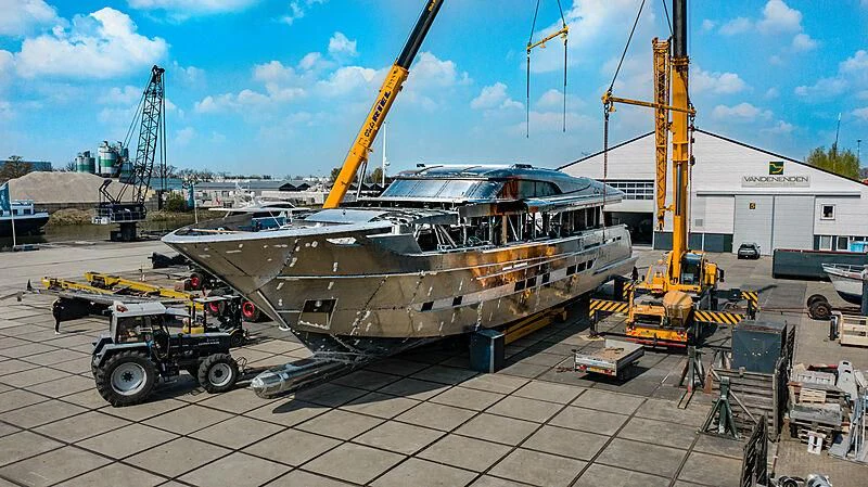 a large machine on a road aboard BLUE JEANS Yacht for Sale