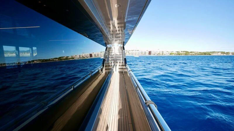 a boat on the water aboard BASILIC Yacht for Sale