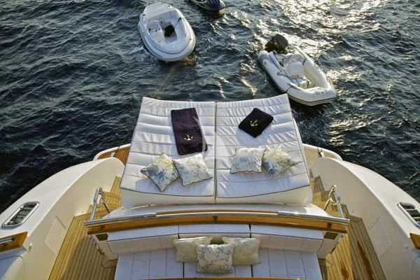 a boat with a variety of cheeses on it aboard BIANCA Yacht for Sale