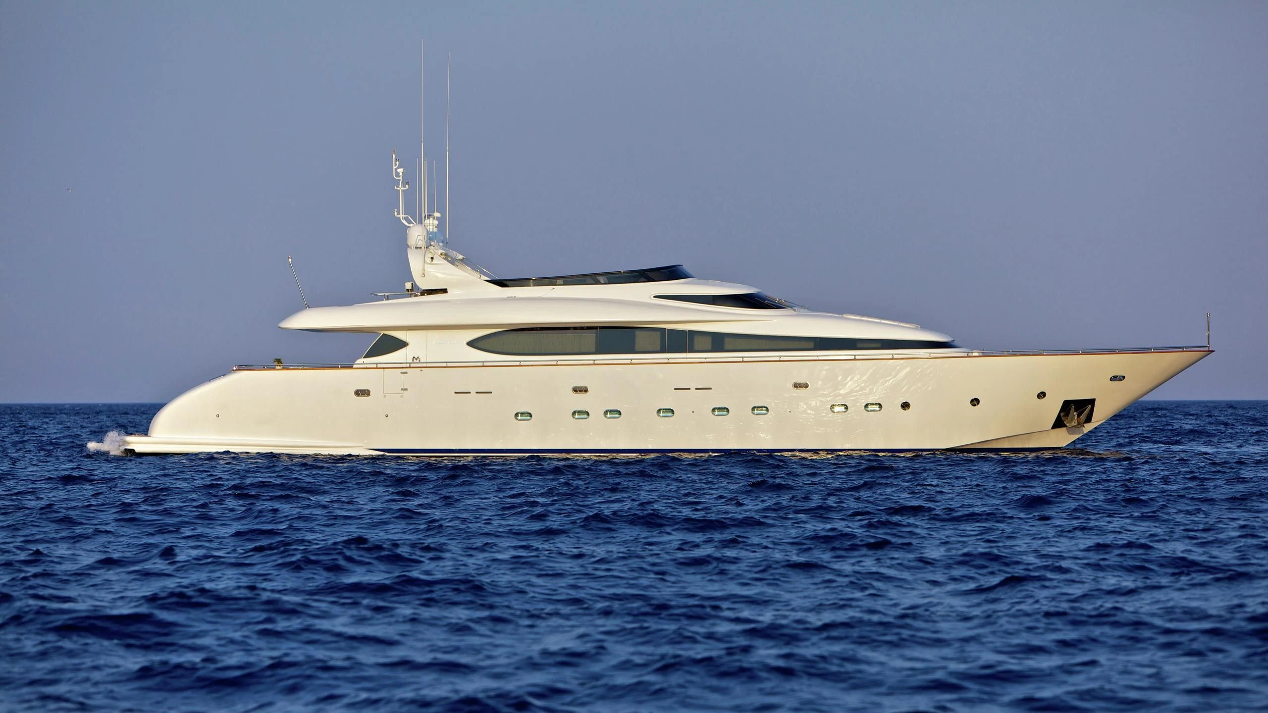 a white yacht in the water aboard BIANCA Yacht for Sale