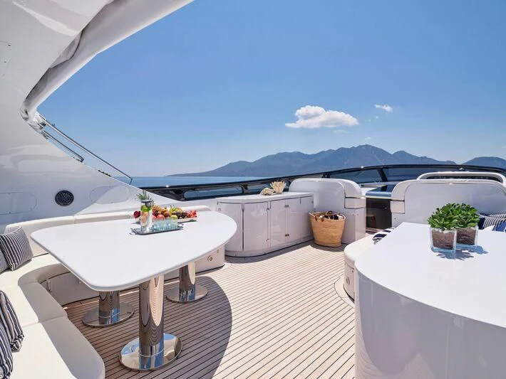 a table on a boat aboard BIANCA Yacht for Sale
