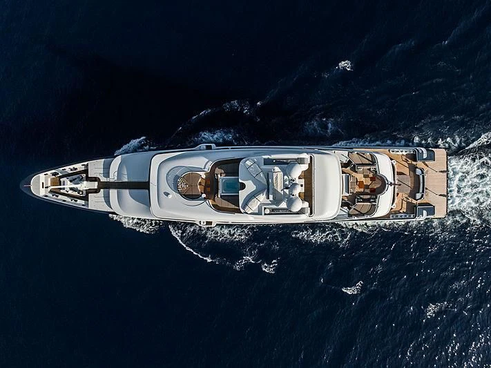 a space ship in outer space aboard TRIPLE SEVEN Yacht for Sale