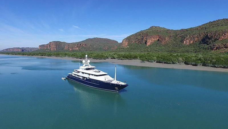 a boat in the water aboard TRIPLE SEVEN Yacht for Sale