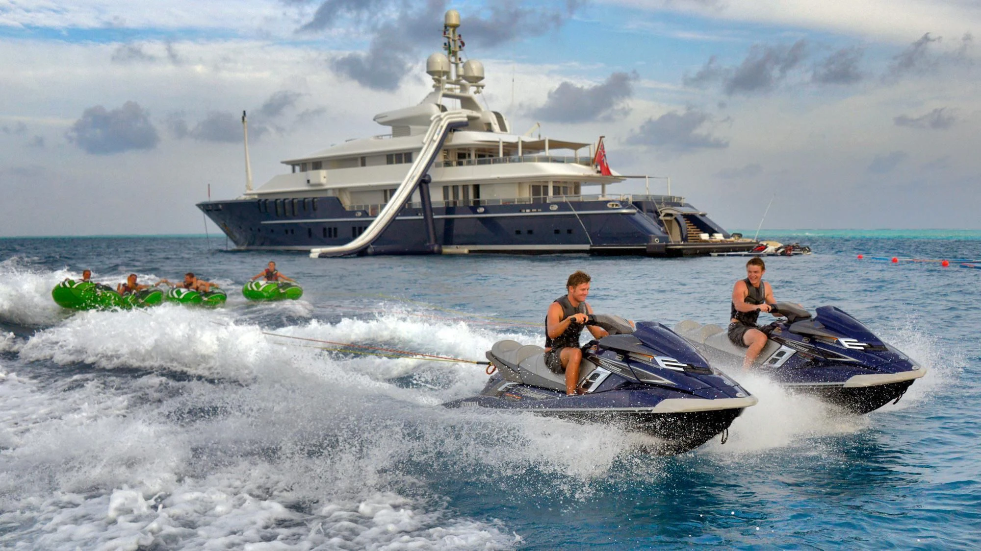 people on a boat in the water aboard TRIPLE SEVEN Yacht for Sale