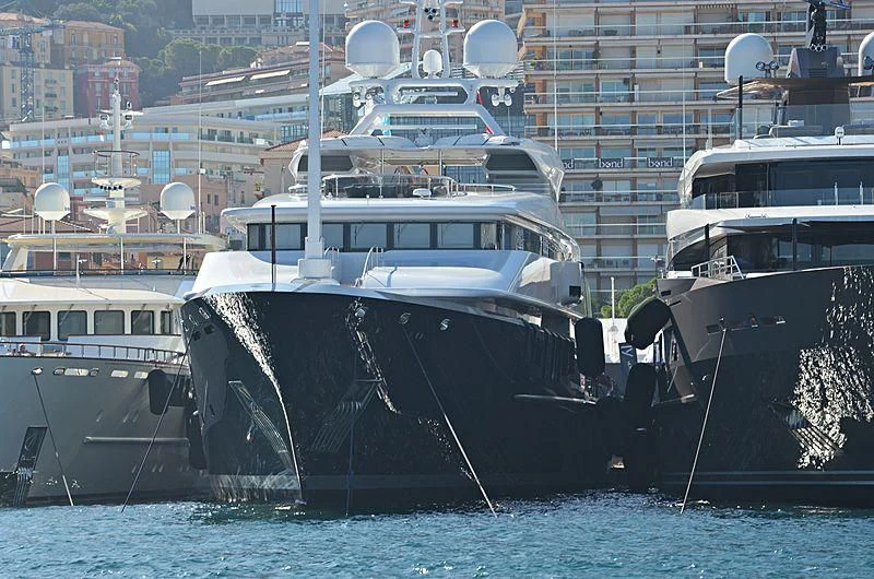 a group of boats sit in the water aboard TRIPLE SEVEN Yacht for Sale