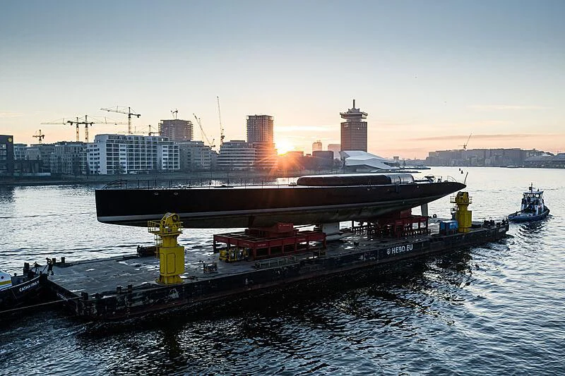 a large ship in the water aboard ANATTA Yacht for Sale