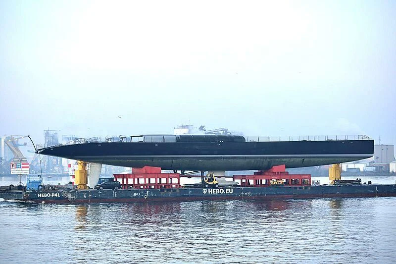 a large ship in the water aboard ANATTA Yacht for Sale