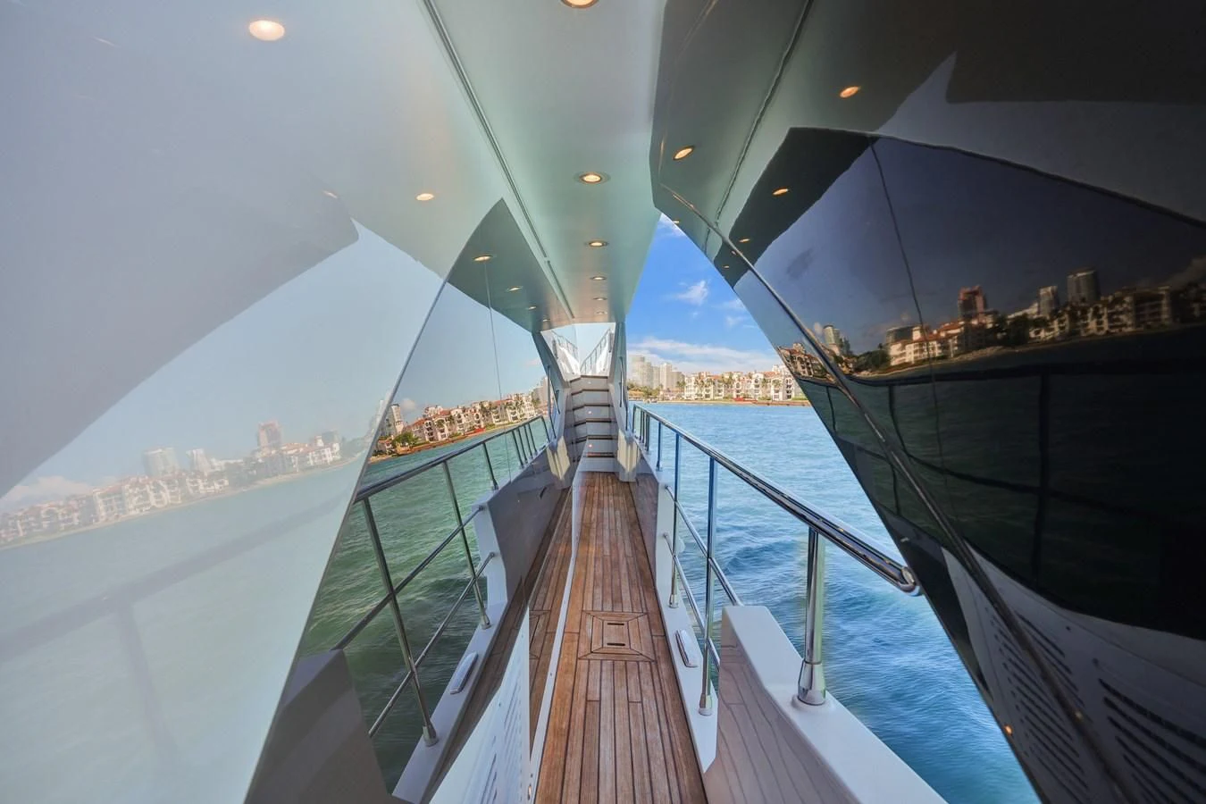 a long wooden bridge aboard ENCHANTE Yacht for Sale