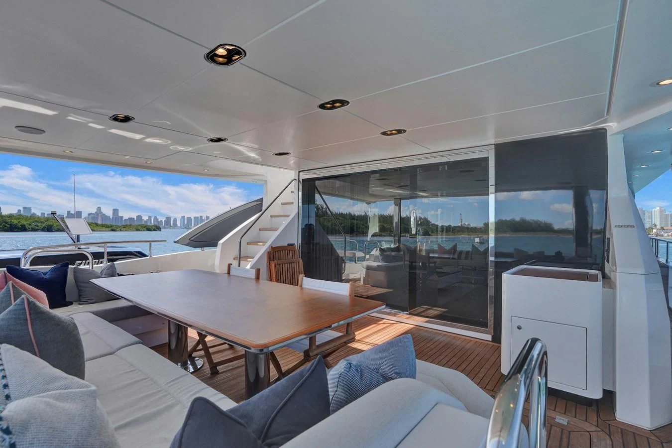 a room with a table and chairs aboard ENCHANTE Yacht for Sale