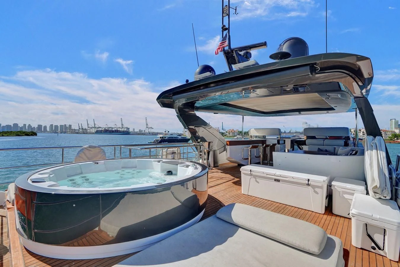 a boat on a dock aboard ENCHANTE Yacht for Sale