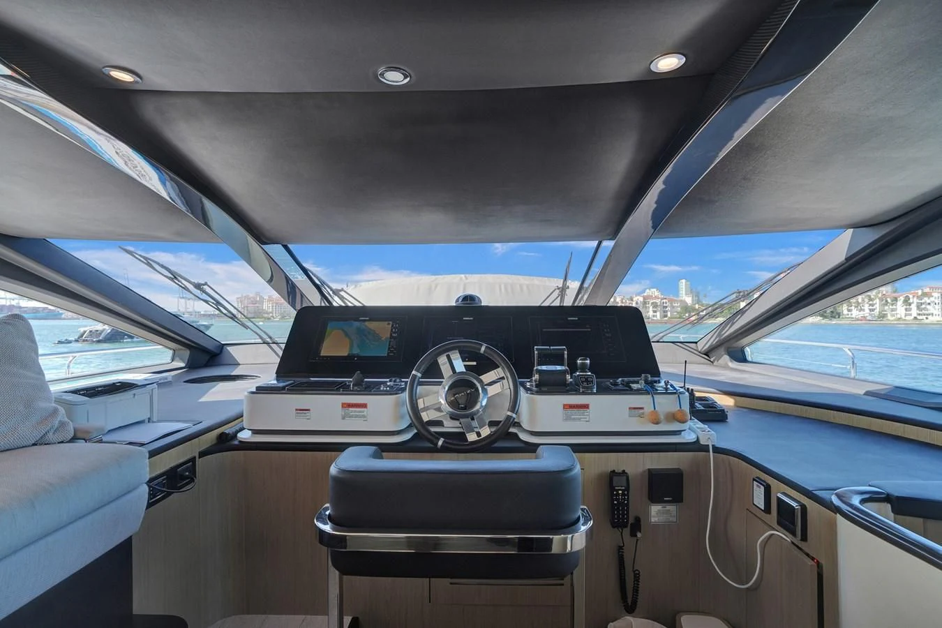 inside of a car aboard ENCHANTE Yacht for Sale