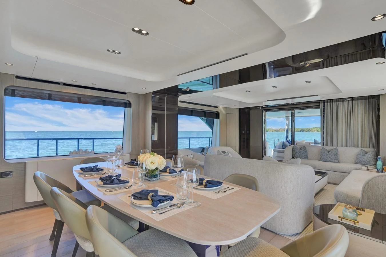 a room with a table and chairs aboard ENCHANTE Yacht for Sale