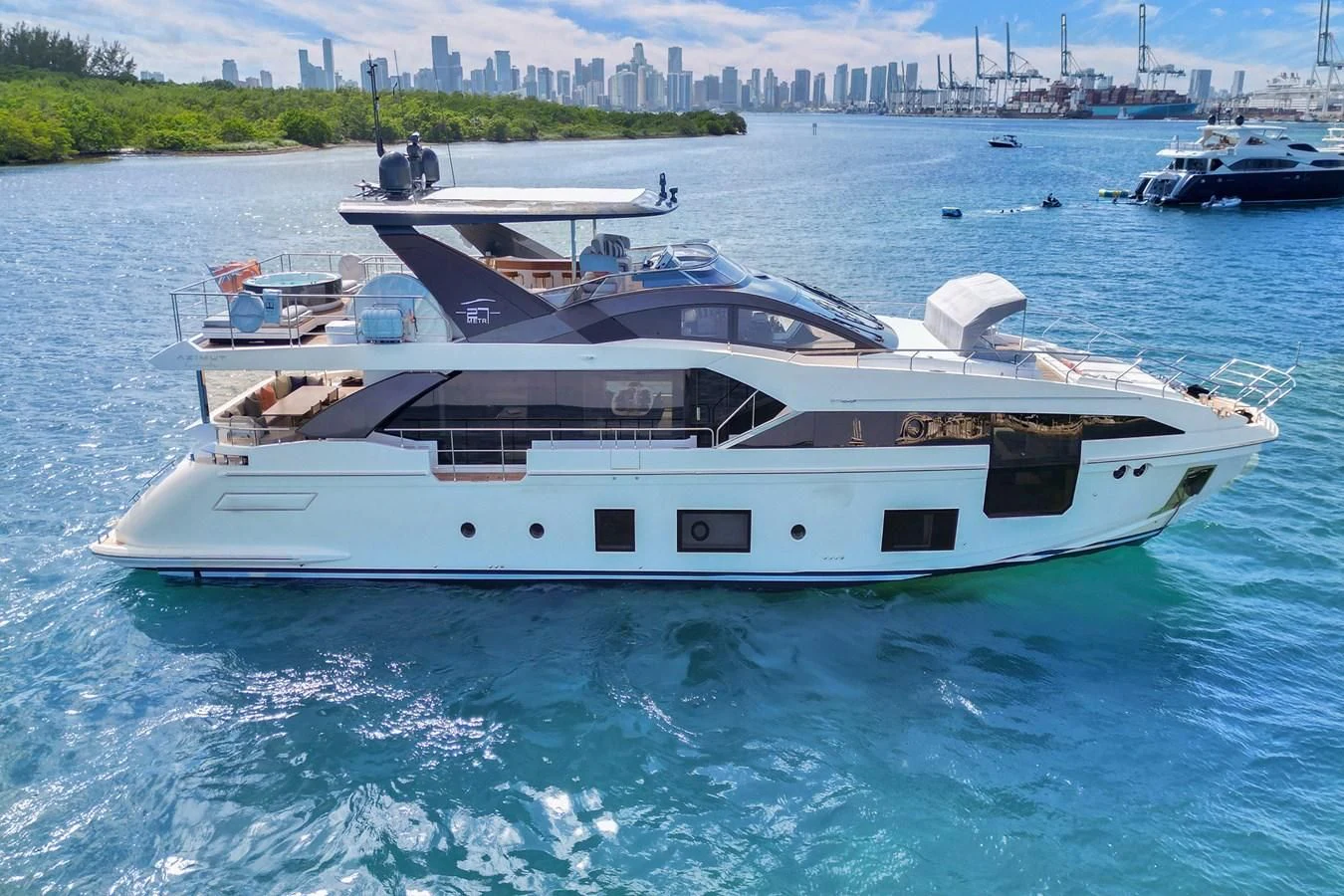 a large white yacht in the water aboard ENCHANTE Yacht for Sale