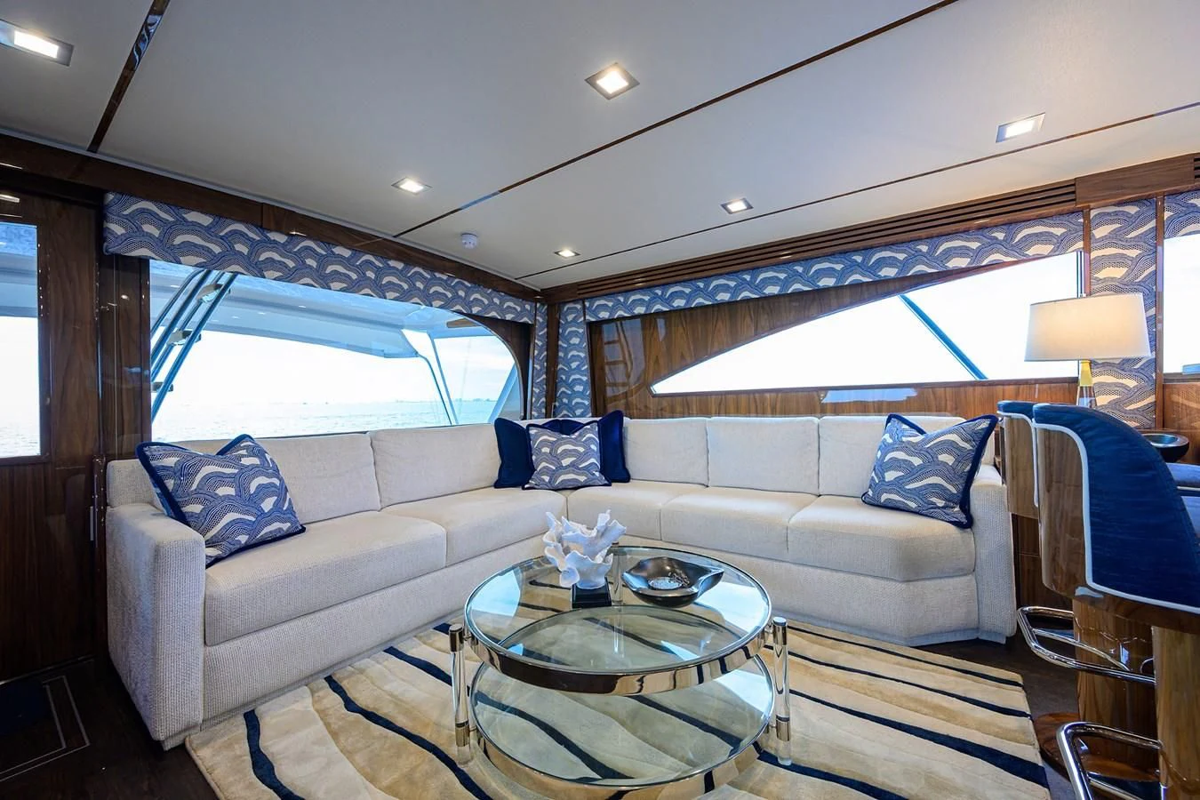 a living room with a couch and a table aboard FORTY NINER Yacht for Sale