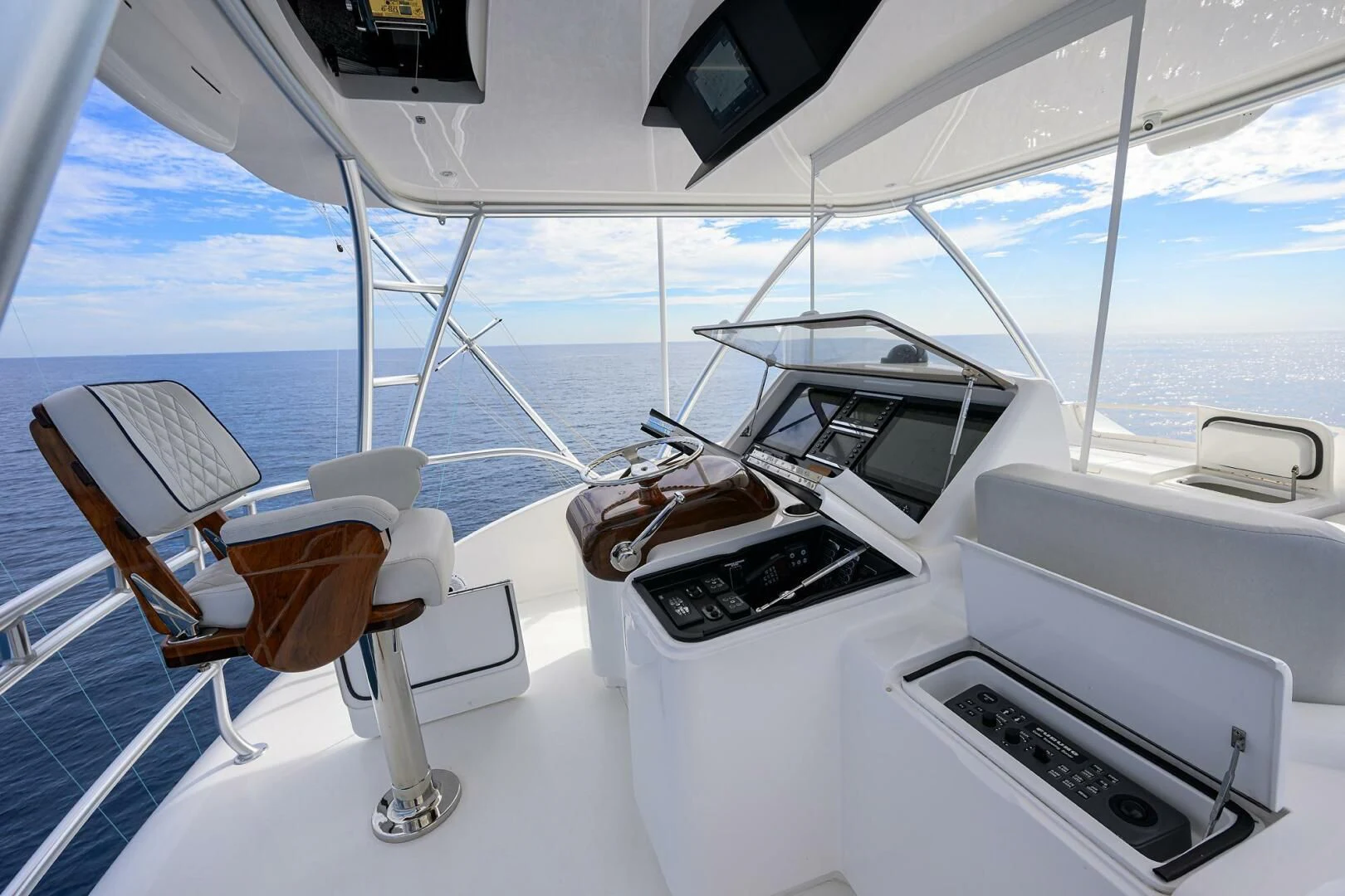 a boat with a couple of laptops on it aboard FORTY NINER Yacht for Sale