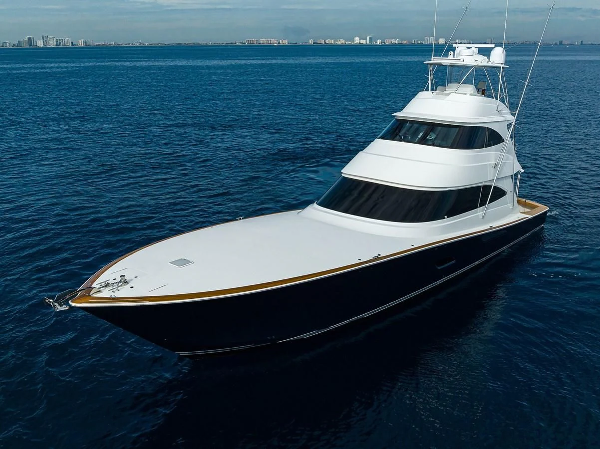 a white boat in the water aboard FORTY NINER Yacht for Sale