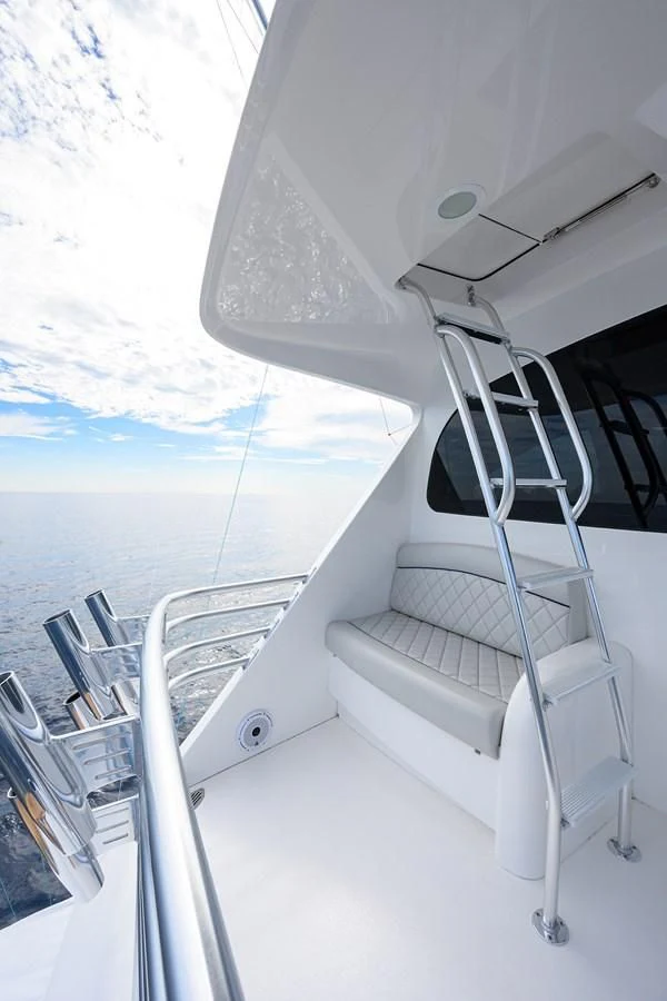 a white boat with a ladder aboard FORTY NINER Yacht for Sale