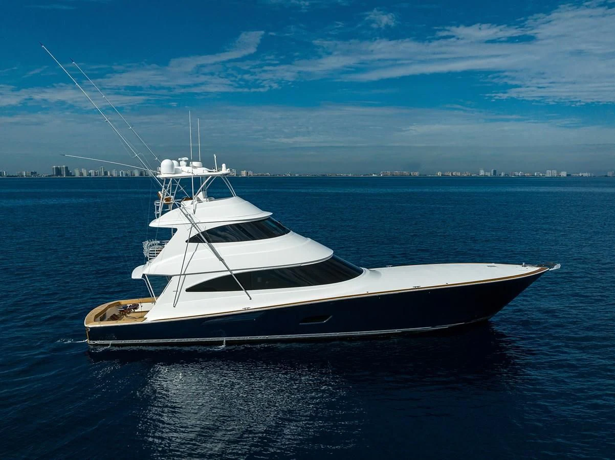 a white boat in the water aboard FORTY NINER Yacht for Sale