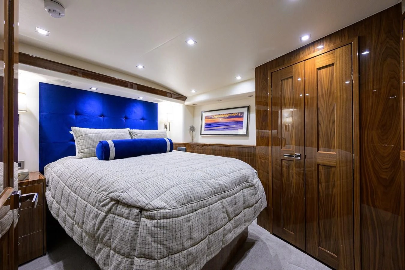 a bed in a room aboard FORTY NINER Yacht for Sale