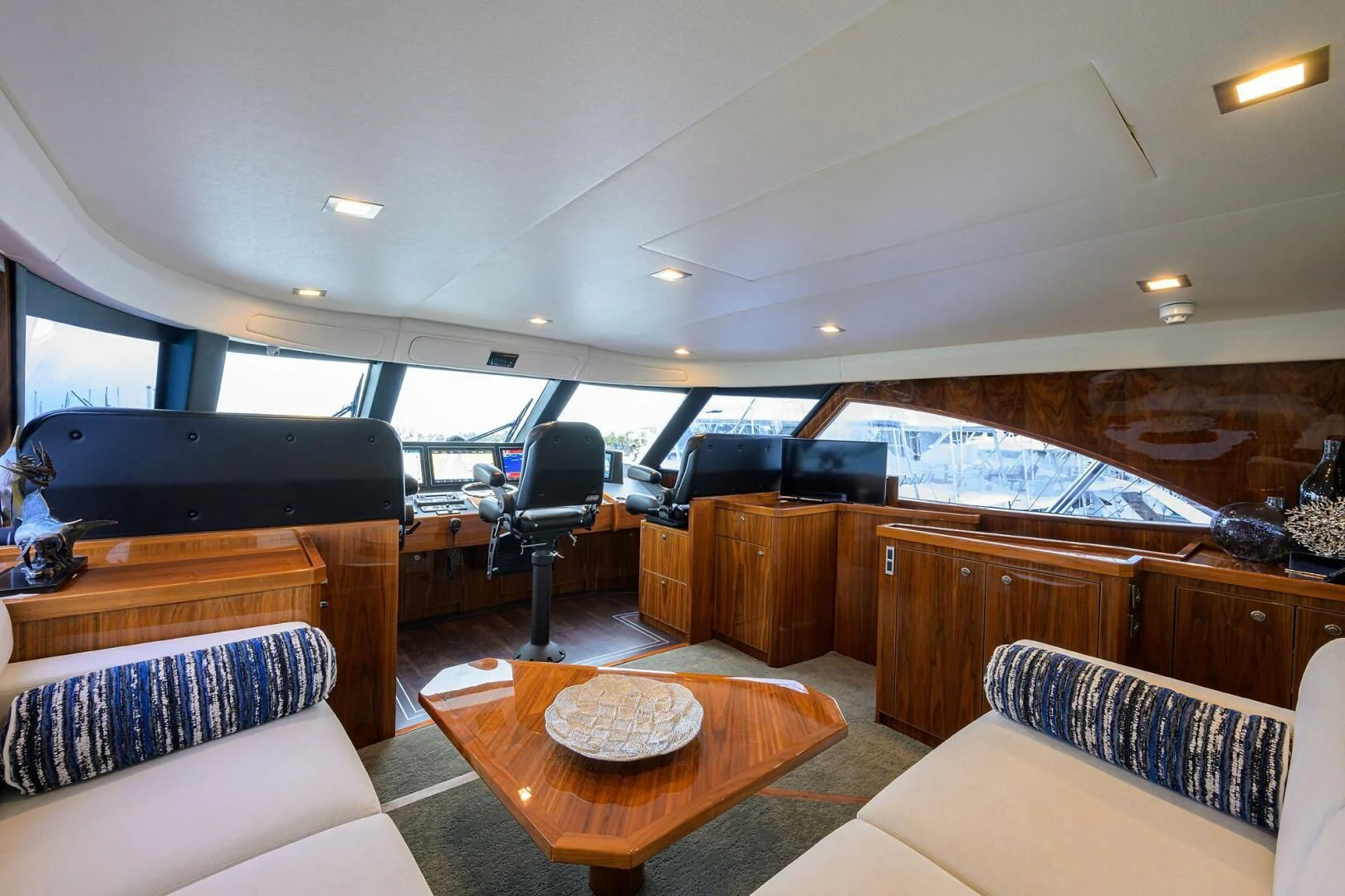 a room with a couch and a table and a television aboard FORTY NINER Yacht for Sale