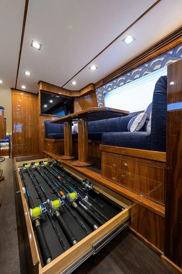 a kitchen with a couch and a table aboard FORTY NINER Yacht for Sale