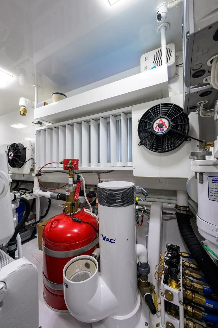 a machine with a red and white cylinder aboard FORTY NINER Yacht for Sale