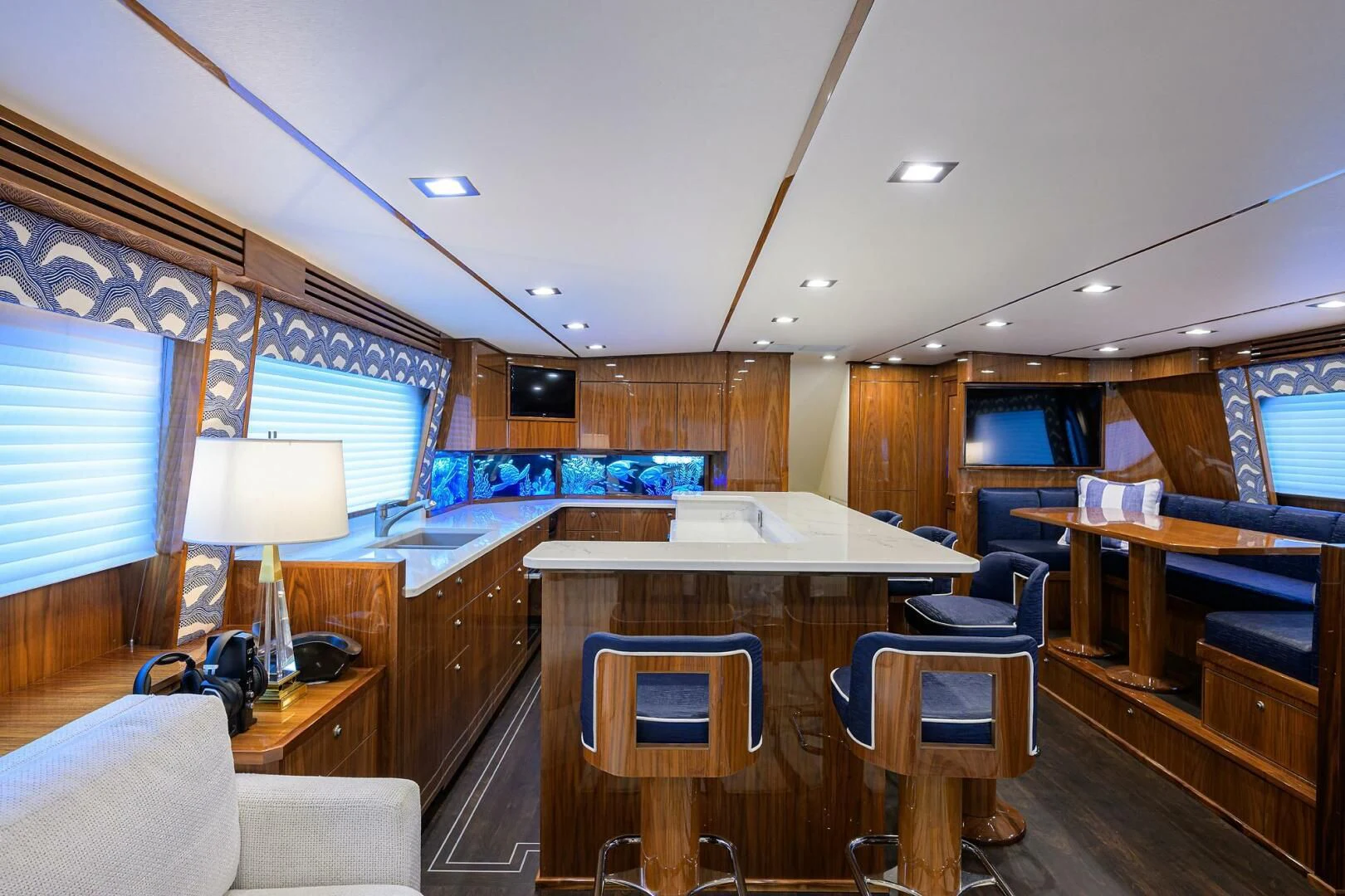 a room with a desk and chairs aboard FORTY NINER Yacht for Sale