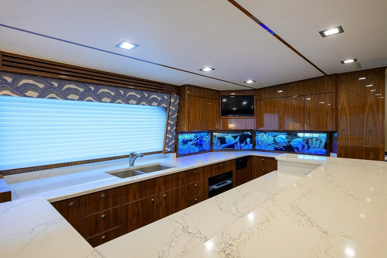 a large kitchen with a large countertop aboard FORTY NINER Yacht for Sale