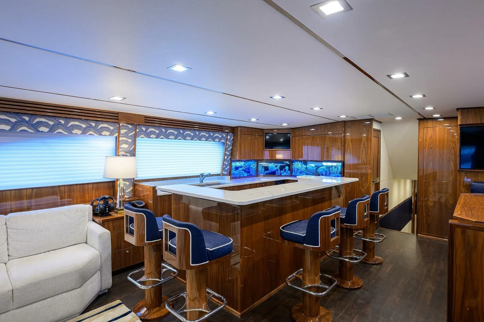 a room with a table and chairs aboard FORTY NINER Yacht for Sale