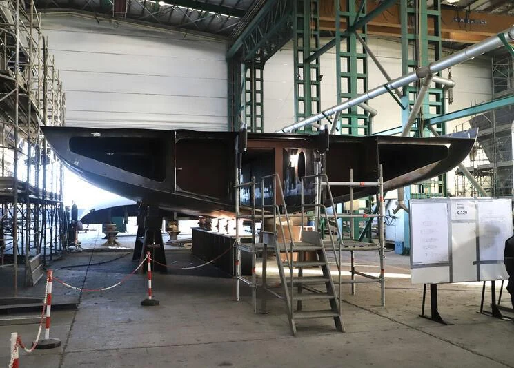 a large metal structure with a large pipe in it aboard CARITA Yacht for Sale