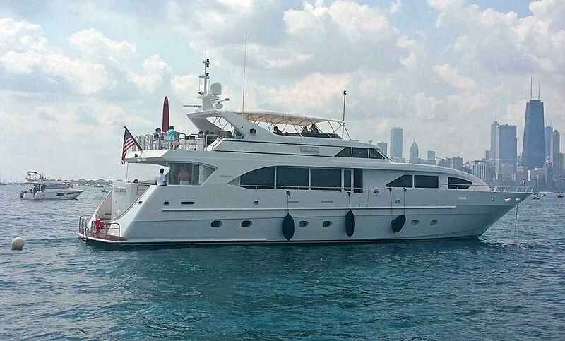 a boat in the water aboard EVELYN Yacht for Sale