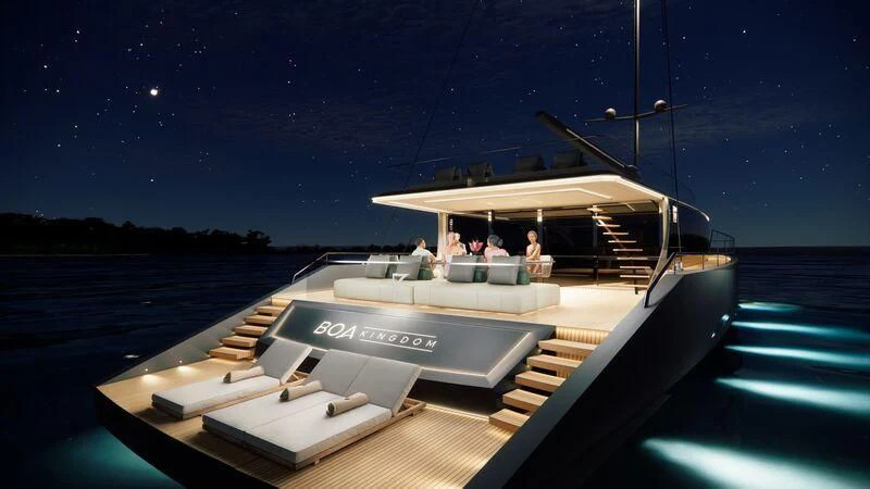 a boat on the water aboard BOA KINGDOM Yacht for Sale