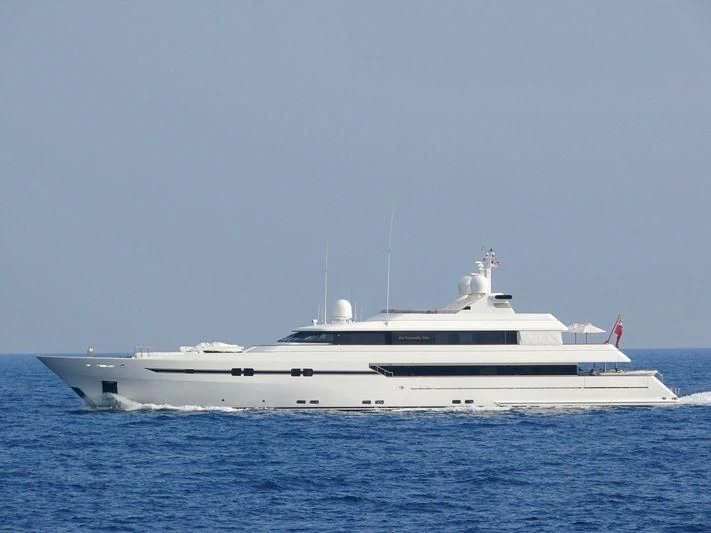 a white yacht in the water aboard TURQUOISE Yacht for Sale