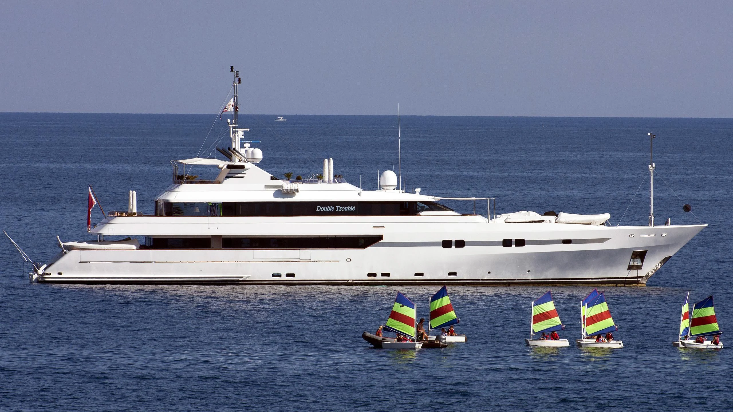 a large white yacht in the water aboard TURQUOISE Yacht for Sale