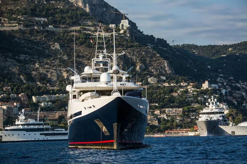 a large ship in the water aboard TURQUOISE Yacht for Sale