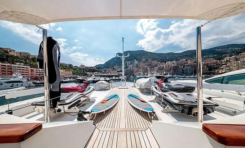 a group of boats are parked in a harbor aboard TURQUOISE Yacht for Sale