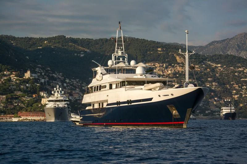 a large ship in the water aboard TURQUOISE Yacht for Sale