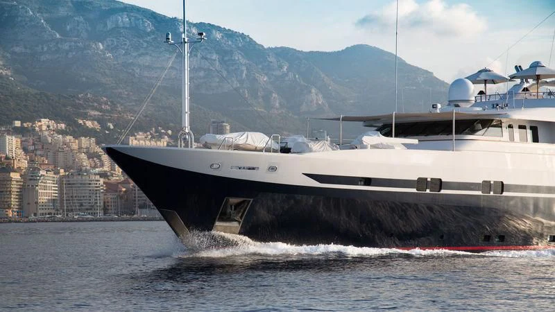 a large ship in the water aboard TURQUOISE Yacht for Sale