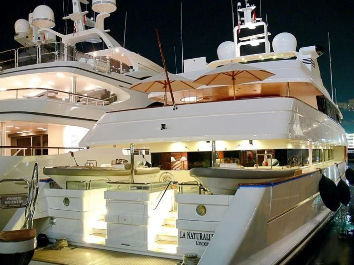 a large white yacht aboard TURQUOISE Yacht for Sale