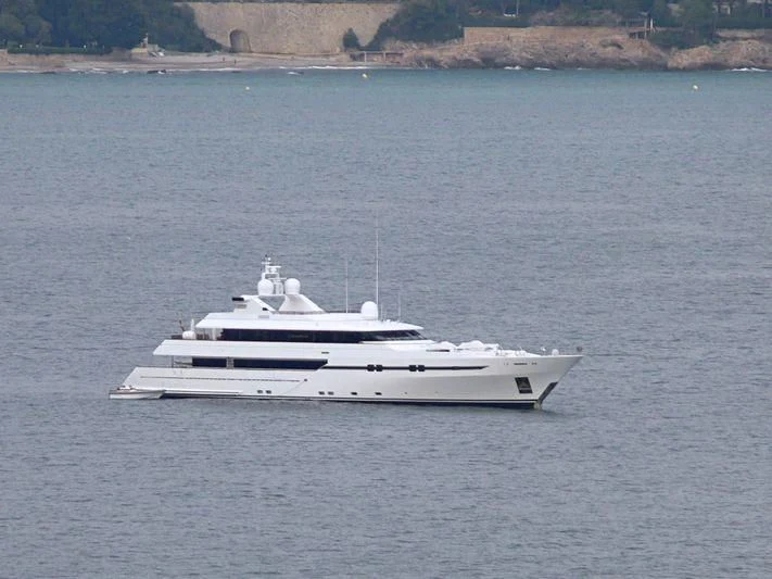 a white boat in the water aboard TURQUOISE Yacht for Sale