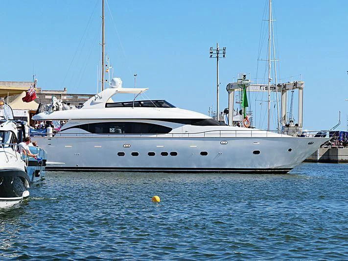 a couple of boats are parked in the water aboard XUMI Yacht for Charter