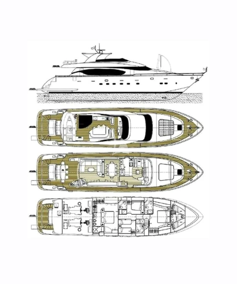 diagram, engineering drawing aboard XUMI Yacht for Charter