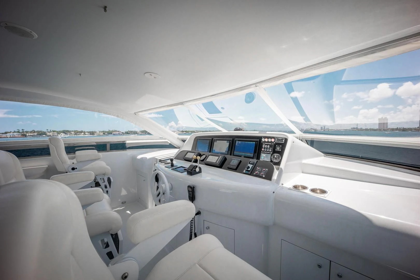 inside of a car aboard CENTER RING Yacht for Sale