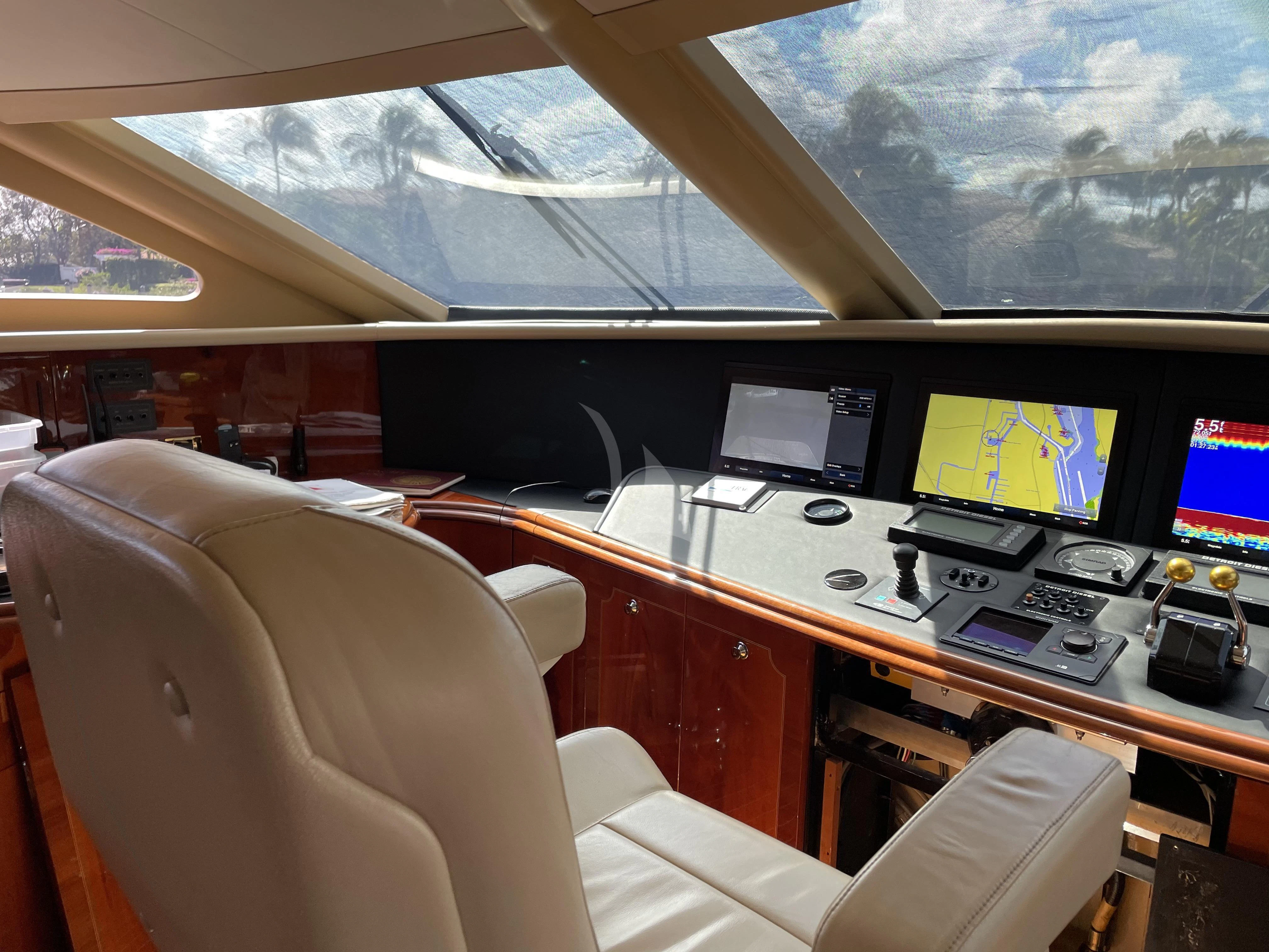 inside of a car aboard CENTER RING Yacht for Sale