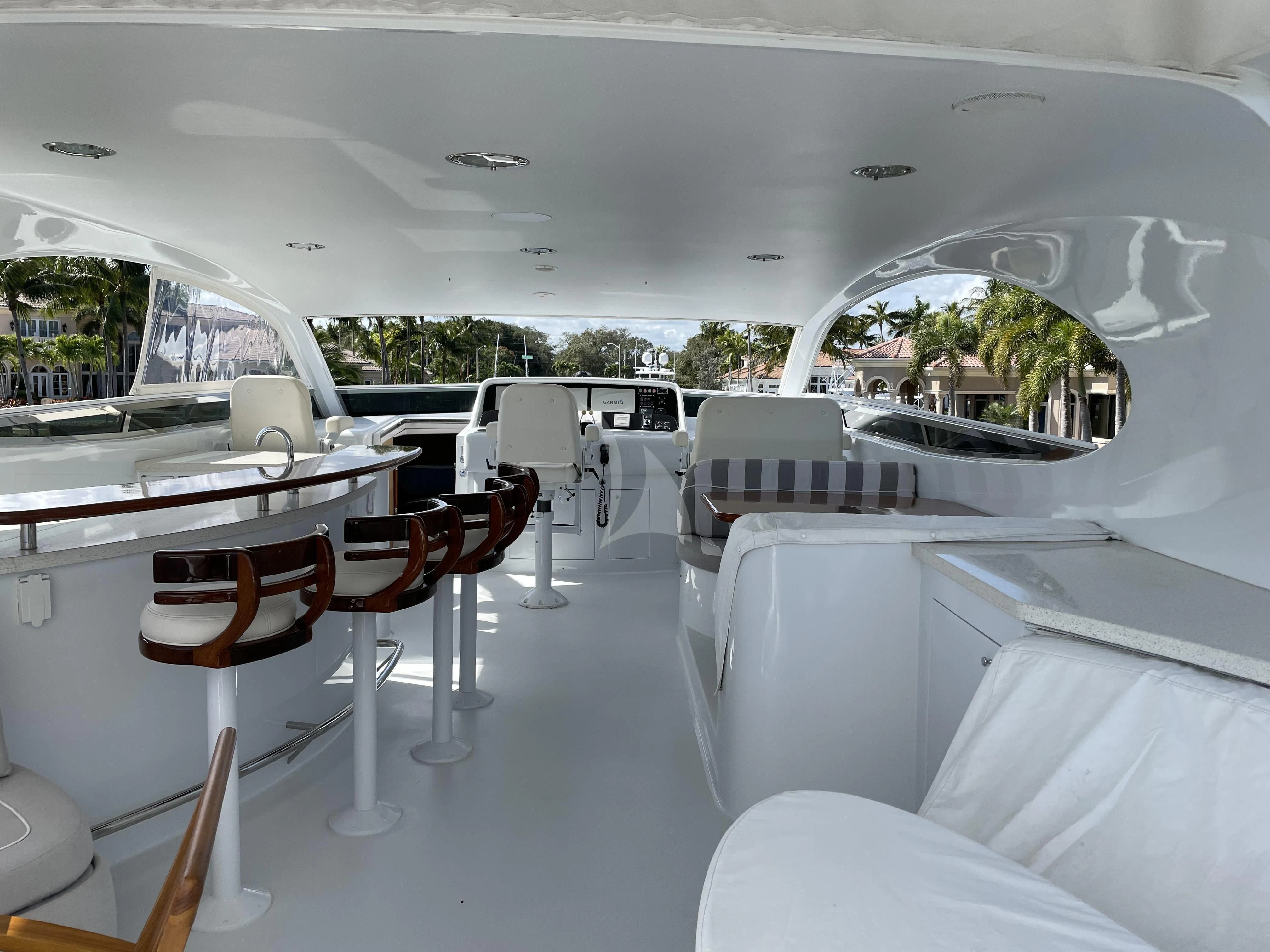 inside of a car aboard CENTER RING Yacht for Sale