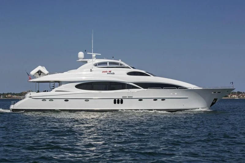 a white yacht on the water aboard CENTER RING Yacht for Sale